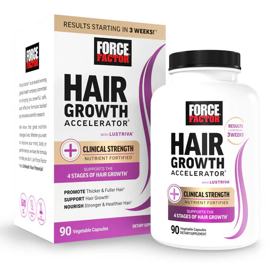 Force Factor Hair Growth Accelerator with Lustriva® — Thicker-Looking, Stronger-Looking Hair | Biotin, Vitamins C & E