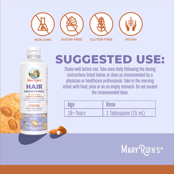 MaryRuth’s Hair Growth Max Liposomal with Lustriva® — 10,000 μg Biotin (Magnesium Biotinate) & Pumpkin Seed Oil