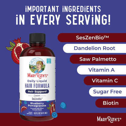 MaryRuth’s Root Radiance — Liquid Hair Support (SesZenBio + Biotin, Vitamin C)