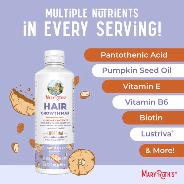 MaryRuth’s Hair Growth Max Liposomal with Lustriva® — 10,000 μg Biotin (Magnesium Biotinate) & Pumpkin Seed Oil