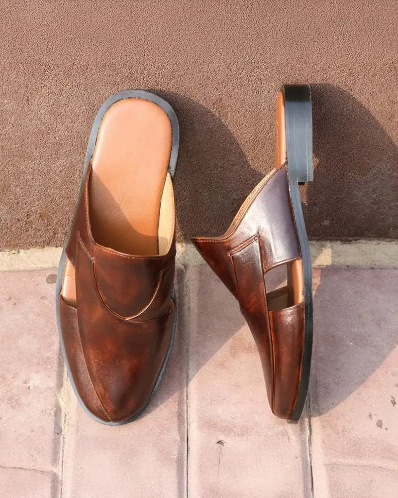 CAVAN LEATHER SLIP MULES