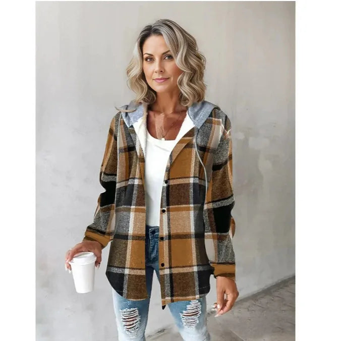 HIGHLAND PLAID HOODED COAT