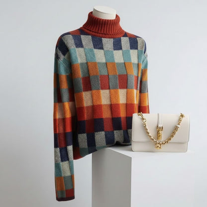 EMMA CHECKED MERINO JUMPER