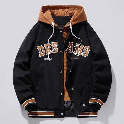 KINGSLEY HOODED VARSITY JACKET